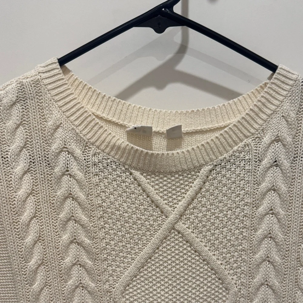 GAP Kids Ivory Cream Cable Knit Casual Long Sleeve Sweater Dress Youth XL